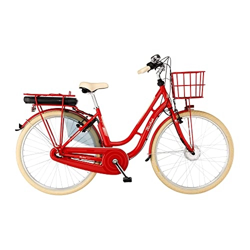 Bicicletas eléctrica : Fischer Cita Retro 2.0 Bicicleta eléctrica para Hombre y Mujer | RH Motor Frontal 32 NM | batería de 36 V, E-Bike City |, Rojo Brillante, Rahmenhöhe 48 cm