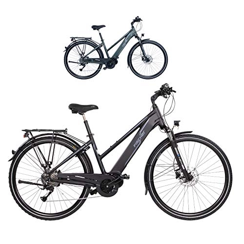 Bicicletas eléctrica : Fischer Damen-Schwarz Viator 4.0i-Bicicleta elctrica para Mujer (28", Motor Central 50 NM, batera de 48 V), Color Negro Mate, 28'' -RH 44 cm