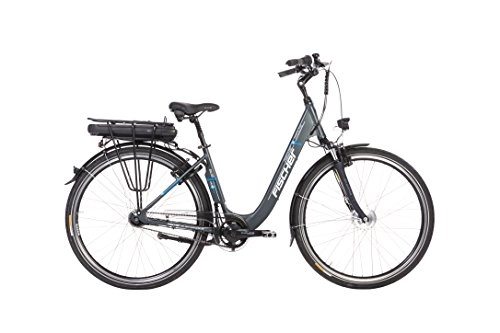 Bicicletas eléctrica : Fischer E-Bike City ECU 1401, antracita, 28 ", HR 44 cm, motor de la rueda delantera 36 V / 552 Wh, engranaje Nexus Shimano de 7 velocidades con freno de montaña