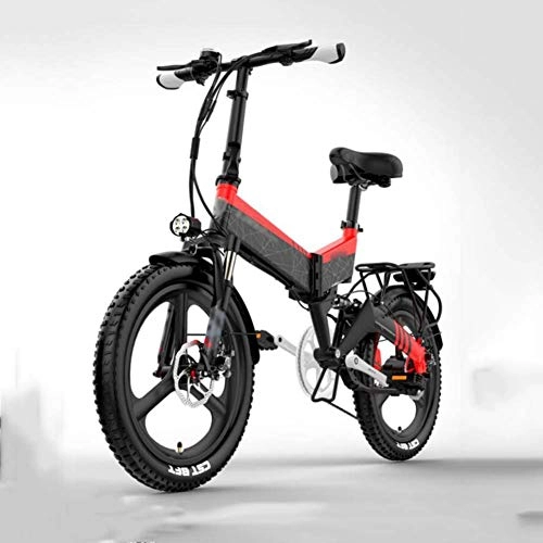 Bicicletas eléctrica : FZYE 20 Pulgadas Bicicleta Eléctrica, Plegable Montaña Bicicletas 48V10.4A Adulto Hombres Mujeres Deportes Aire Libre, Rojo