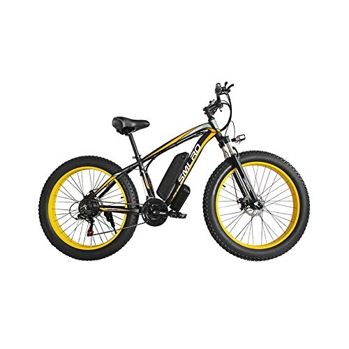Bicicletas eléctrica : FZYE 26 Pulgada Bicicleta Eléctrica Crucero, 48V / 1000W Montaña Bicicletas Deportes y Aire Libre Ciclismo, Amarillo