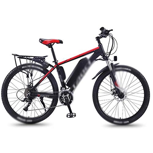 Bicicletas eléctrica : FZYE 26 Pulgada Bicicleta Eléctrica Cruiser Ciclismo Bike, Doble Amortiguación Delanteratrasera Bicicleta Montaña Pantalla LED Farosdeportes Aire Libre, Rojo