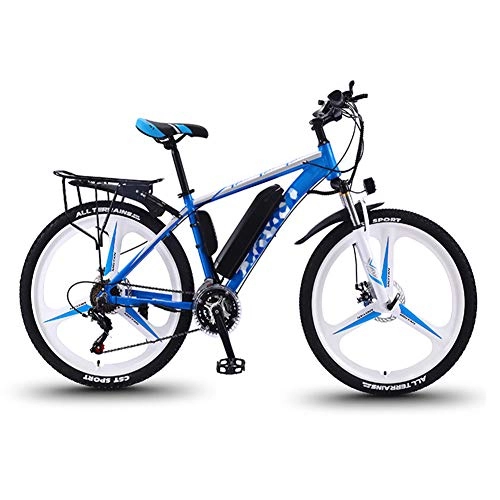 Bicicletas eléctrica : FZYE 26 Pulgada Bicicleta Eléctrica montaña, Pieza aleación magnesio Cubo Rueda 30 velocidades Fuera decamino Bicicletas 36V Batería Litio Deportes Aire Libre, Azul