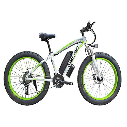 Bicicletas eléctrica : FZYE 26 Pulgada Bicicleta Eléctrica, Neumático Gordo Pantalla LCD 21 velocidades Bicicletas Deportes Aire Libre, Verde
