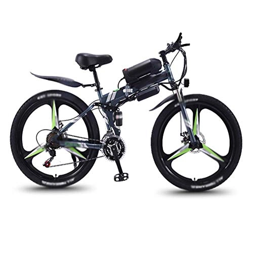 Bicicletas eléctrica : FZYE 26 Pulgada Plegable Bicicleta Eléctrica Bicicletas, Frenos Disco 350W PedalesBicicleta Crucero Deportes Aire Libre, Gris