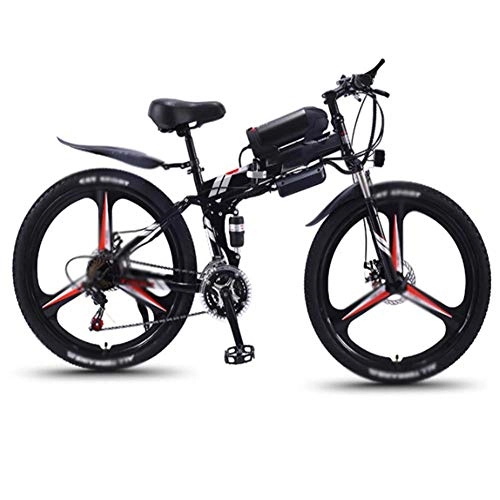Bicicletas eléctrica : FZYE 26 Pulgada Plegable Bicicleta Eléctrica Bicicletas, Frenos Disco 350W PedalesBicicleta Crucero Deportes Aire Libre, Negro