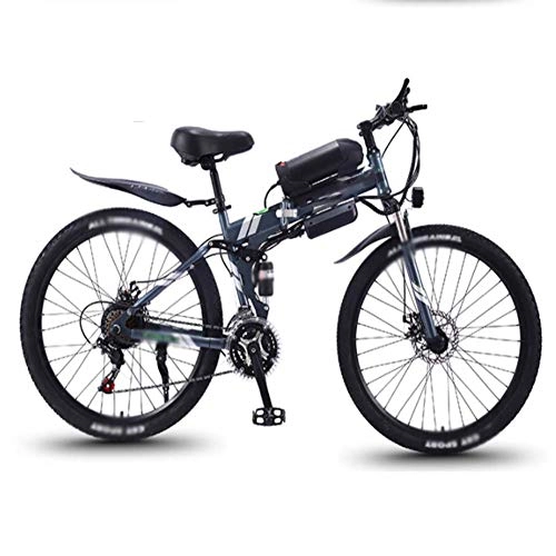 Bicicletas eléctrica : FZYE 26 Pulgada Plegable Bicicleta Eléctrica Bicicletas, Montaña Bicicleta 36V 13A 350W Pedales Crucero Deportes Aire Libre, Gris