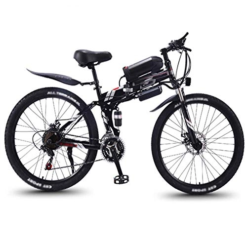 Bicicletas eléctrica : FZYE 26 Pulgada Plegable Bicicleta Eléctrica Bicicletas, Montaña Bicicleta 36V 13A 350W Pedales Crucero Deportes Aire Libre, Negro