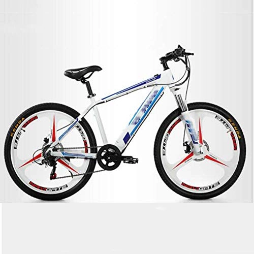 Bicicletas eléctrica : FZYE 26 Pulgadas Adult Bicicleta Eléctrica, 48V 9.6A Batería Litio Aleación Aluminio Pantalla LCD 7 velocidades Montaña Bike Deportes Aire Libre Ciclismo, Blanco