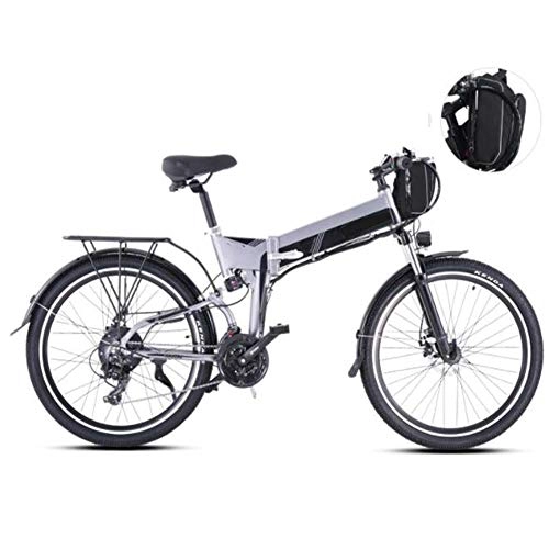 Bicicletas eléctrica : FZYE 26 Pulgadas Bicicleta Eléctrica, 21 velocidades Montaña Aumentar Bicicletas Instrumento LCD para Hombres Mujeres Bike Deportes Aire Libre, Gris