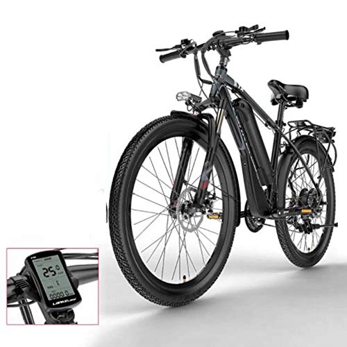 Bicicletas eléctrica : FZYE 26 Pulgadas montaña Bicicleta Eléctrica, Marco aleación Aluminio Velocidad Variable Bicicletas Adulto Bike Deportes Aire Libre Ciclismo, Negro