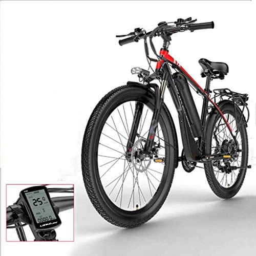 Bicicletas eléctrica : FZYE 26 Pulgadas montaña Bicicleta Eléctrica, Marco aleación Aluminio Velocidad Variable Bicicletas Adulto Bike Deportes Aire Libre Ciclismo, Rojo