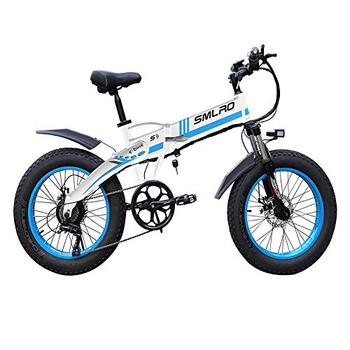Bicicletas eléctrica : FZYE Aleación Aluminio Plegable Bicicleta Eléctrica Bike, 4.0 neumáticos Grasa Bicicletas Pantalla LCD Crucero Deportes Aire Libre, Azul