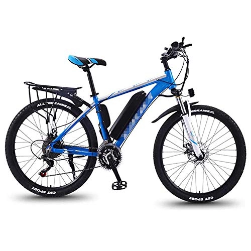 Bicicletas eléctrica : FZYE Bicicleta Eléctrica montaña Bike, Neumático 26 Pulgadas Neumático Aumentar Bicicletas Tenedor suspensión bloqueable Pantalla LCD Deportes Aire Libre, Azul