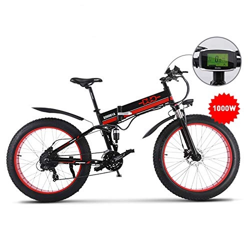 Bicicletas eléctrica : GUNAI 26 Pulgadas Neumático Gordo Bicicleta Eléctrica 1000W 48V Ebike 21 Speed Snow MTB Bicicleta Eléctrica Plegable