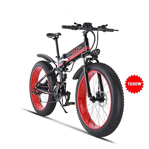 Bicicletas eléctrica : GUNAI Bicicleta de Montaña Eléctrica 26 Pulgadas E-Bike Sistema de Transmisión de 21 Velocidades con Linterna con Batería de Litio Desmontable 1000W 48V Bikes Bicicleta Electrica