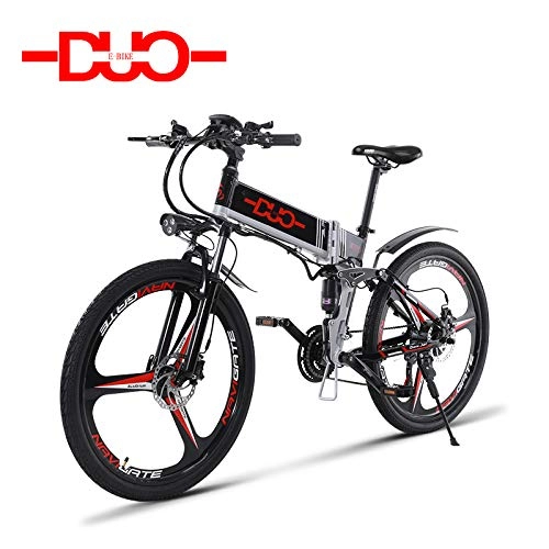 Bicicletas eléctrica : GUNAI Bicicleta Elctrica, 26 Pulgadas Plegable Bicicleta de Montaa con Batera de Litio Desmontable y Pantalla LCD