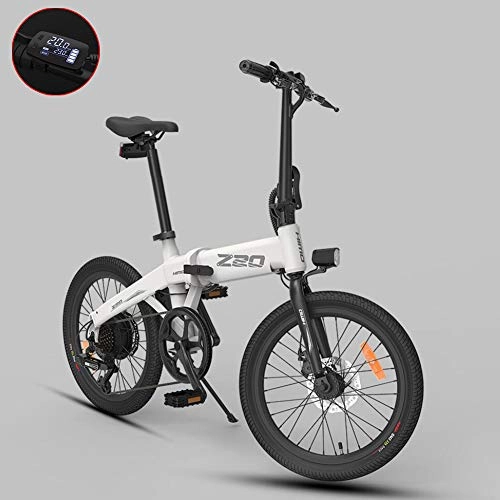 Bicicletas eléctrica : GUOJIN 20 Pulgadas Plegable 80KM Range Power Assist Bicicleta Eléctrica Ciclomotor E-Bike, Batería 36V 10Ah, Velocidad Máxima 25 Km / h Capacidad de Carga 100 Kg, Blanco