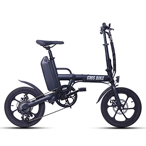 Bicicletas eléctrica : GUOJIN Bicicleta Eléctrica Neumáticos de 16 Pulgadas Bicicleta Eléctrica Plegable Motor de 250 Vatios 6 Velocidades Bicicleta Eléctrica de Cambio para Adultos