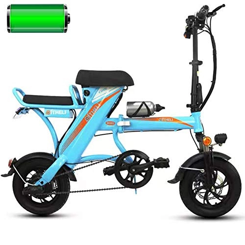 Bicicletas eléctrica : GUOJIN Bicicleta Eléctrica Plegable Bicicleta De Aleación De Aluminio De 350 W, Batería Extraíble De Iones De Litio De 48 V 11 Ah, City Mountain Bicycle Booster Freno De Disco, Azul