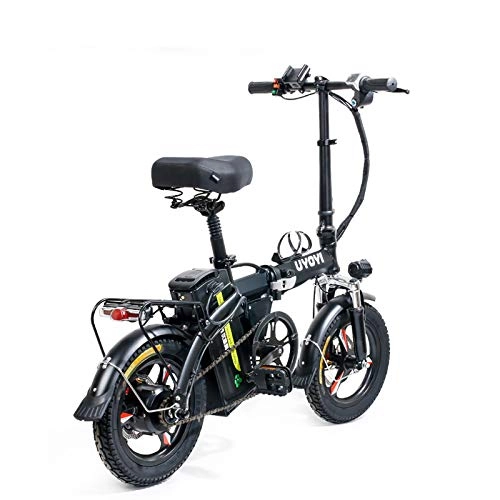 Bicicletas eléctrica : GUOJIN Bicicleta Eléctrica Plegable, Bicicleta Eléctrica Motor de 400W, 14 Pulgadas 13AH Rango de 65 Km, hasta 30 Km / H Bicicleta Eléctrica para Adultos y Viajeros