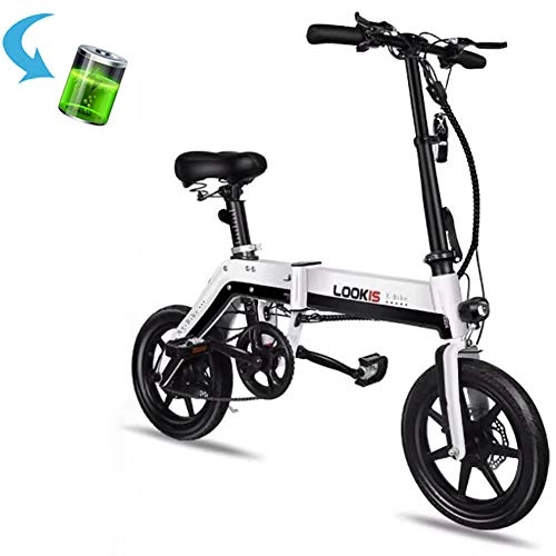 Bicicletas eléctrica : GUOJIN Bicicleta Eléctrica Plegable de Montaña, Bicicleta De Aleación de Aluminio de 250 W, Batería Extraíble de Iones de Litio de 36 V 8.0Ah, 25 Km / H, Bici Electricas Adulto, Blanco