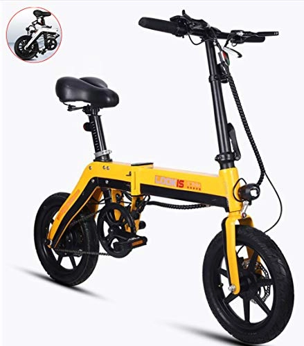 Bicicletas eléctrica : GUOJIN Bicicleta Eléctrica Plegable de Montaña, Bicicleta de Aleación de Aluminio de 250 W, Batería Extraíble de Iones De Litio de 36V 8.0Ah, para Adultos y Viajeros, Amarillo