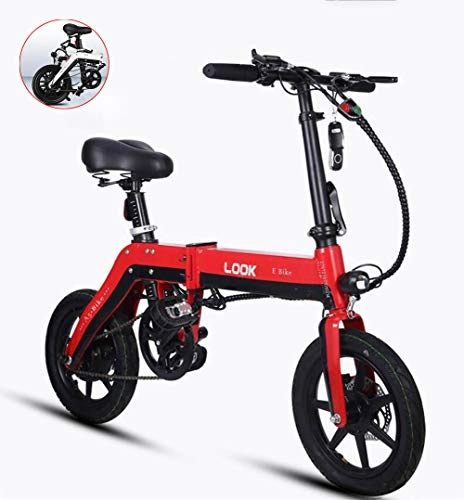 Bicicletas eléctrica : GUOJIN Bicicleta Eléctrica Plegable de Montaña, Bicicleta de Aleación de Aluminio de 250 W, Batería Extraíble de Iones De Litio de 36V 8.0Ah, para Adultos y Viajeros, Rojo