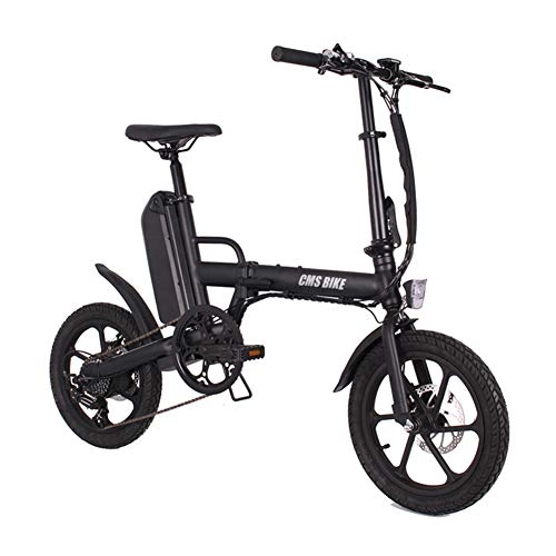 Bicicletas eléctrica : GUOJIN Bicicleta Eléctrica Plegable E-Bike con Motor De 250W Velocidad Máxima 25KM / H Bicicleta Eléctrica 13AH Batería Neumáticos De 16", 3 Modos De Conducción, Negro