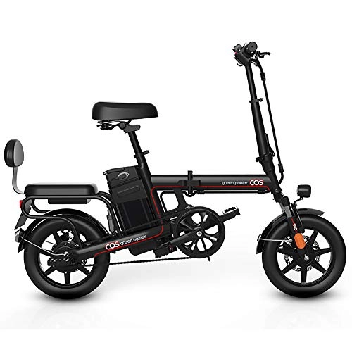 Bicicletas eléctrica : GUOJIN Bicicleta Eléctrica Plegable, E-Bike con Motor De 350W, Velocidad Máxima 25KM / H Neumáticos De 14 Pulgadas 9.6AH Batería 3 Modos De Conducción