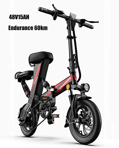 Bicicletas eléctrica : GUOJIN Bicicleta Eléctrica Plegable E-Bike De hasta 25 Km / H con Motor De 250 W, Rueda De 12 Pulgadas, para Adultos Y Viajeros Bicicleta Eléctrica, Negro