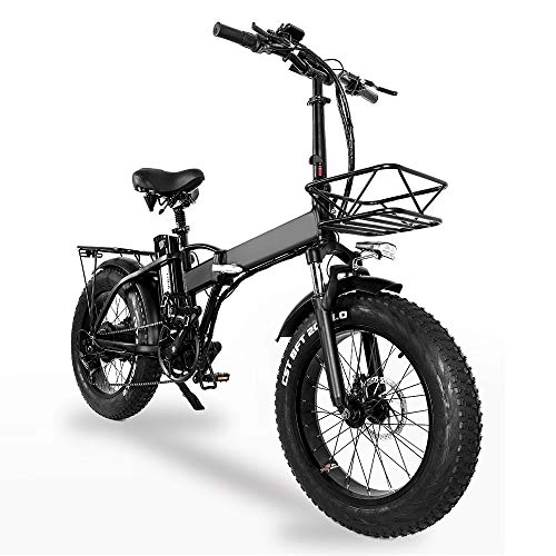 Bicicletas eléctrica : GW20 750W 20 Pulgadas Bicicleta eléctrica Plegable, neumático de Grasa 4.0, Potente batería de Litio 48V, Bicicleta de Nieve, Bicicleta asistida (20Ah + 1 batería Repuesto)