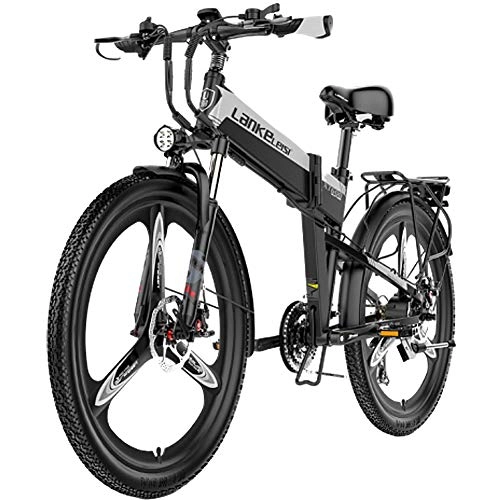 Bicicletas eléctrica : HAOYF Bicicleta De Montaña Eléctrica, 400W 26 '' Bicicleta Eléctrica Profesional Plegable con Batería Extraíble De 48V 10Ah De Iones De Litio, 21 Shifter E-Bike para Adultos, Gris