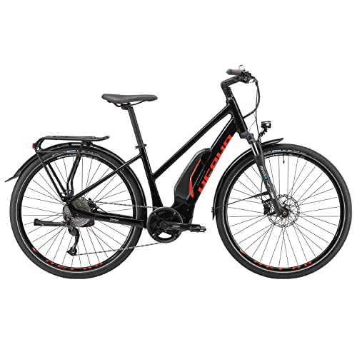 Bicicletas eléctrica : HEPHA Bicicleta eléctrica Trekking 3.0 para mujer, motor central Shimano E7000, Pedelec 630 Wh, batería extraíble, 10 velocidades, 28 pulgadas (negro, RH 48 cm)