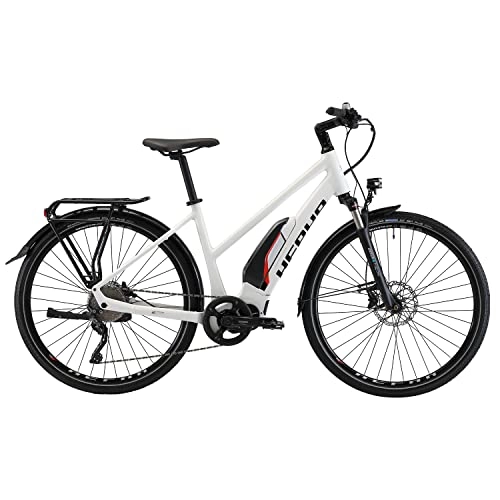 Bicicletas eléctrica : HEPHA Bicicleta eléctrica Trekking 5.0 para mujer, 70 Nm, motor central Shimano E8000, Pedelec 630 Wh, batería extraíble, 10 velocidades, bicicleta eléctrica de 28 pulgadas (blanco, RH 44 cm)