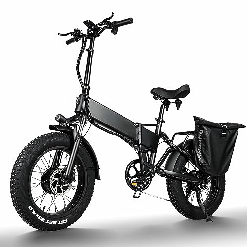 Bicicletas eléctrica : HFRYPShop 20'' Bicicletas Electricas Plegables, E-Bike con Doble Motor (Arranque Potente y Par Ultraalto), Batería Litio 48V / 17Ah, Frenos Hidráulicos, Suspensión Completa, con 4.0'' Neumáticos Gordos