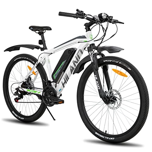 Bicicletas eléctrica : Hiland Bicicleta Eléctrica De 26 / 27, 5 / 29 Pulgadas, De Montaña Bafang, Motor De 250 W, para Hombre y Mujer, Freno De Disco Shimano De 21 Velocidades con Batería De Litio De 36 V