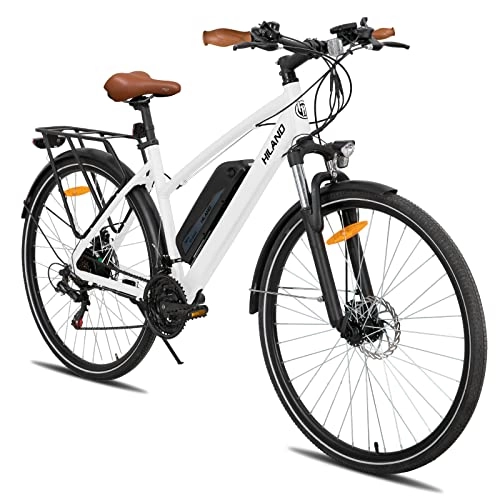 Bicicletas eléctrica : Hiland - Bicicleta eléctrica de Ciudad de 28 Pulgadas, con Cambio de piñón Shimano de 7 Marchas, Bicicleta eléctrica, Motor de 250 W, batería 36 V, 10, 4 Ah, 25 km / h, para Hombre y Mujer