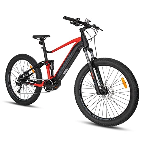 Bicicletas eléctrica : Hiland Lamassu - Bicicleta de montaña eléctrica de 27, 5 pulgadas para hombre y mujer, motor central 1S de 120 Nm, batería de 14 Ah 672 Wh, bicicletas eléctricas Shimano de 9 velocidades
