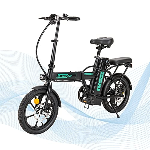 Bicicletas eléctrica : HITWAY Bicicleta eléctrica, batería extraíble de 7.5 Ah, Motor de 250 W, Rueda de 16 Pulgadas, Bicicleta de Ciudad, E Bike Ligera y Plegable con Asistencia de Pedal para Adolescentes y Adultos