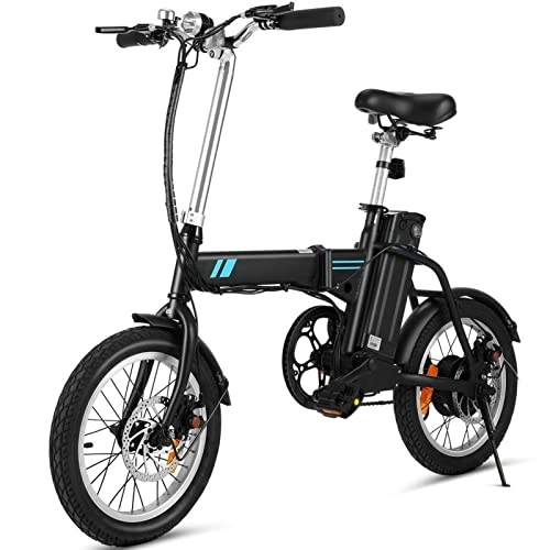 Bicicletas eléctrica : HMEI Bicicleta electrica Plegable Ligera Bicicleta eléctrica Plegable for Mujeres 250W Bicicleta eléctrica Liviana 36V 8AH Litio Ion batería de batería de Freno de batería (Color : Negro)