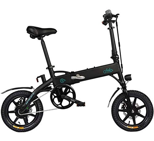 Bicicletas eléctrica : Hold E-Bikes D1 Mini Bicicleta elctrica Doble Freno de Disco Aleacin de Aluminio Bicicleta elctrica Plegable Inteligente Enchufe de la UE 7.8AH / 10.4AH BATERA@Negro
