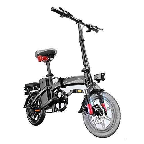 Bicicletas eléctrica : HWOEK Las Bicicletas Plegables eléctricos para Adultos, 400W Bici de e 48V 16Ah extraíble de Gran Capacidad de Iones de Litio Ajustable la Altura del manubrio, Negro