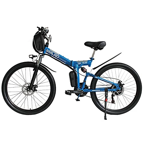 Bicicletas eléctrica : Hyuhome Ebikes para Adultos, Bicicleta Plegable eléctrica MTB Dirtbike, 26" diseño Impermeable 48V 10Ah 350W IP54, fácil Almacenamiento Plegables Bicicletas eléctricas para Hombres, Azul