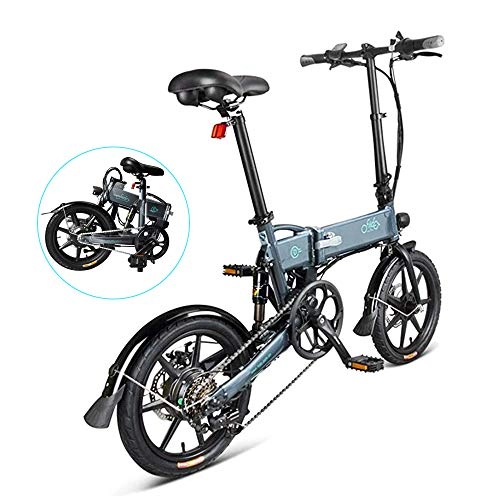 Bicicletas eléctrica : INOVIX Bicicleta elctrica FIIDO D2S para Adultos, Seis Velocidades, Motor de 250 W, 16 Pulgadas 7.5Ah 65 km de Alcance, con Faros LED, Bicicleta Elctrica Plegable con Freno de Disco, hasta 25 km / h