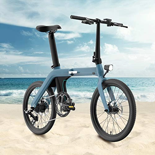 Bicicletas eléctrica : INOVIX eléctrica Plegable Bicicleta de montaña para Exteriores, 3 Modos, Neumáticos de 20" con batería de Iones de Litio de 36 V / 11, 6 AH, Cambio Profesional Shimano de 7 velocidades (Blue-D11)