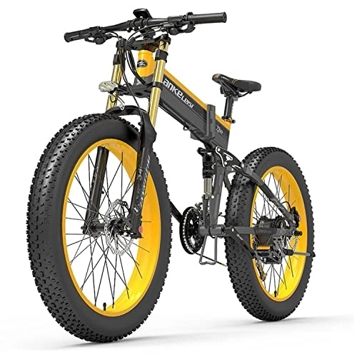 Bicicletas eléctrica : iRonsnow Lankeleisi bicicleta eléctrica plegable bicicleta eléctrica - 27 velocidades edición deportiva Ebike - 48V 14.5Ah / 17.5Ah batería de litio E-Bike - Neumático gordo 26" y HDB