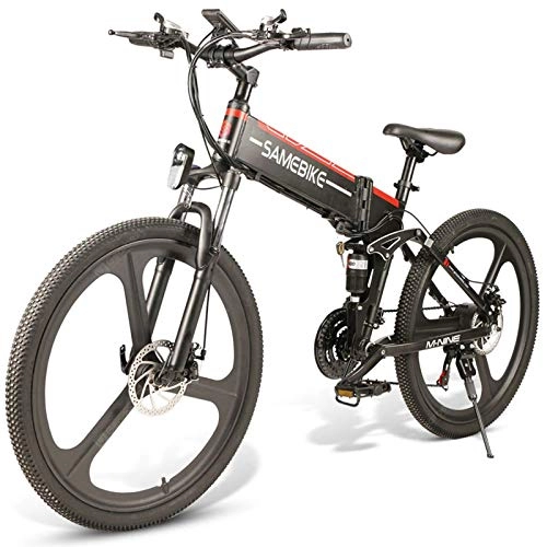Bicicletas eléctrica : JUYUN Bicicleta Eléctrica de Montaña 26", E-Bike Plegable para Adulto con Motor Sin Escobillas 350W y Batería de Litio 48V 10.4Ah, Sistema de Transmisión de 21 Velocidad