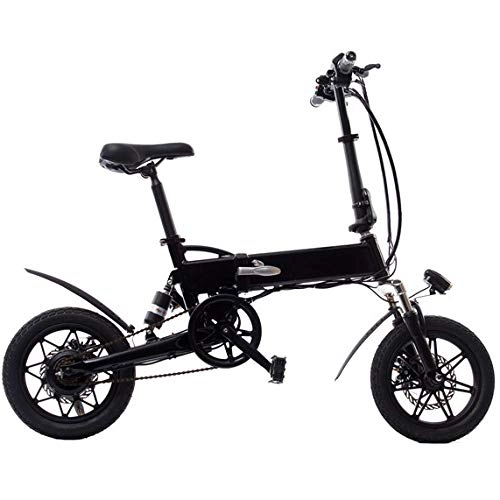 Bicicletas eléctrica : KNFBOK Bicicleta plegable de 36 V batería de litio bicicleta eléctrica adulto bicicleta plegable inteligente cristal líquido visualización tres modos ergonómico silla con amortiguador resorte, negro