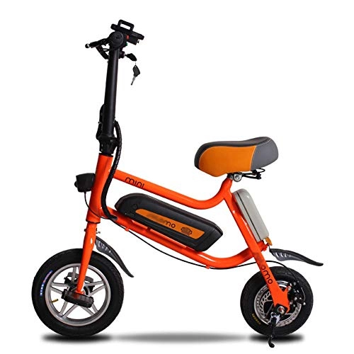Bicicletas eléctrica : LHLCG Mini Bicicleta elctrica Plegable, 250W Brushless 36V8Ah / 10.4Ah batera de Litio Elegante E-Bike, Orange, 10.4Ah